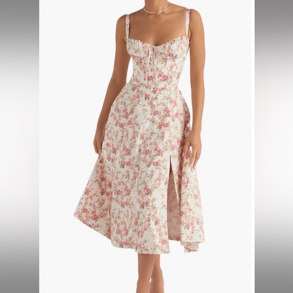 House of CB white floral midi dress